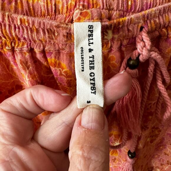 Spell & The Gypsy Sundown Mini Skirt in Apricot Size Medium - Picture 3 of 8